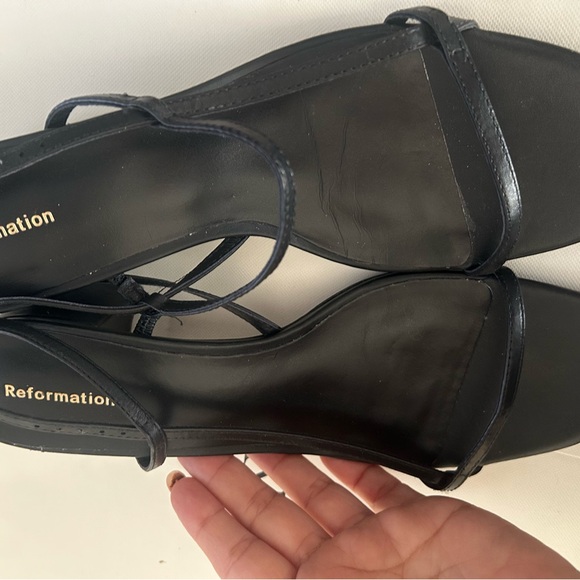 Reformation Black Strappy Heels Size 7.5 - Picture 2 of 9